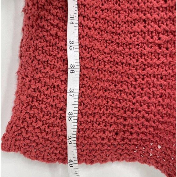 Free‎ People Cowl Neck Red/Orange Chunk Knit Dress Tunic High Side Slits Sz S - Picture 7 of 9